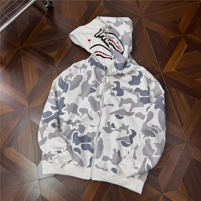 美式高鲨鱼拉链刺绣卫衣男女同款情侣春秋薄款hiphop原创连,男装卫衣,星座505-2（原电商A260-1)