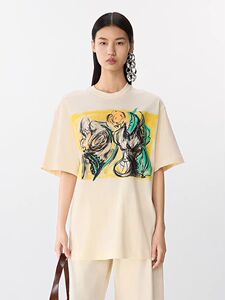 2025百搭时尚线条印花T恤图片