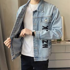 JK821-p90-限价138现货店主风牛仔夹克肥仔量足破洞印花大码，男装夹克，星座103A