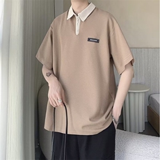 Polo衫短袖男夏季半拉链宽松半袖潮牌痞帅高级感翻领t恤，男装Polo衫，星座410-7