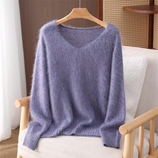 2026年秋季时尚百搭通勤简约休闲一线成衣花纱圆领，女装羊绒衫，昭美纯山羊绒