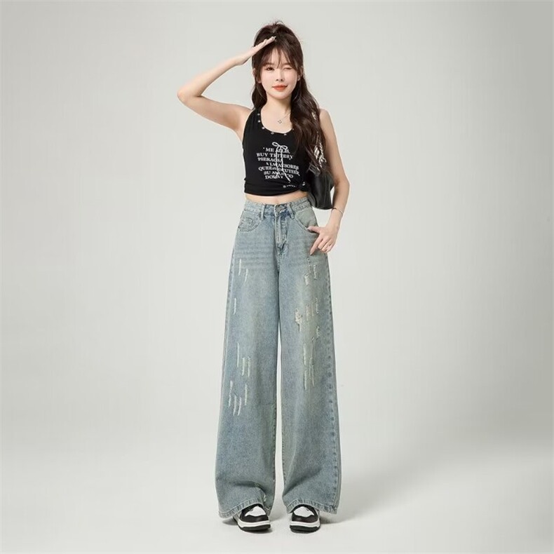1506-1/KY7531/P43冬新款复古设计感大码时尚高腰显瘦牛仔裤男女,男装牛仔裤,星座1506-1