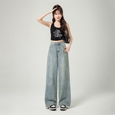 1506-1/KY7531/P43冬新款复古设计感大码时尚高腰显瘦牛仔裤男女，男装牛仔裤，星座1506-1