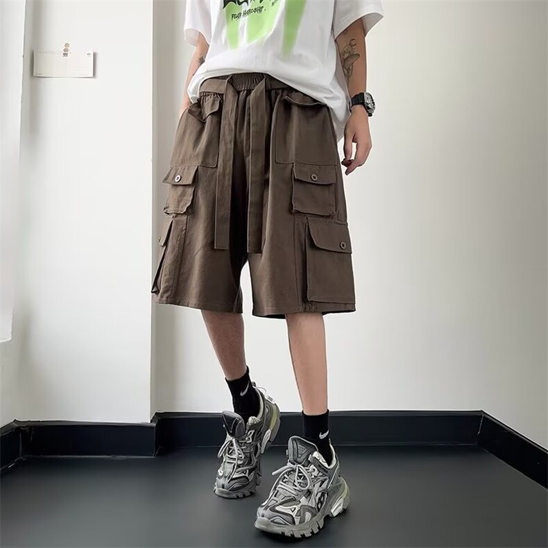 男宽松型日系夏季时尚潮牌新款纯色休闲裤休闲裤短裤QD20P38,男装休闲裤,星座1116-2