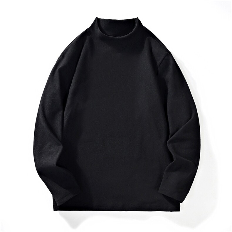 GENIOLAMODE简约宽松长袖男秋季新款德绒打底衫半高领内搭抗皱T恤，男装T恤，电商A128