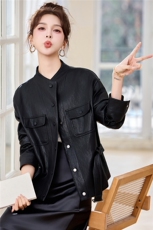 大量现货新款2026年春季时尚收腰显瘦高级感皮衣外套=+，女装皮衣，蓝诺裳