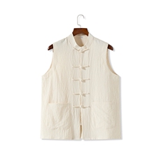 夏季风棉麻背心盘扣中式复古透气无袖马甲MK20-P35，男装背心/马甲，星座217-5