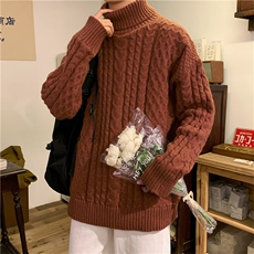 新款秋冬季高领毛衣纯色百搭港风情侣款加厚上衣毛衣M319-P43，男装针织衫/毛衣，星座512-4