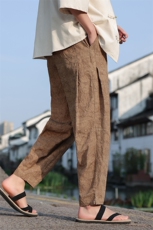 2025夏季新款新中式男装风禅意休闲裤棉麻提花裤子K137-P65，男装休闲裤，电商B277(原6028)