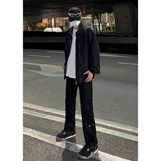 B221美式ins高街暗黑小众个性铆钉小脚牛仔裤LK23142-P65控88，男装牛仔裤，电商B221