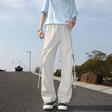 8XL-M工装裤男冰丝垂感降落伞速干休闲阔腿美式运动裤夏K9134P48，男装休闲裤，电商D206-1