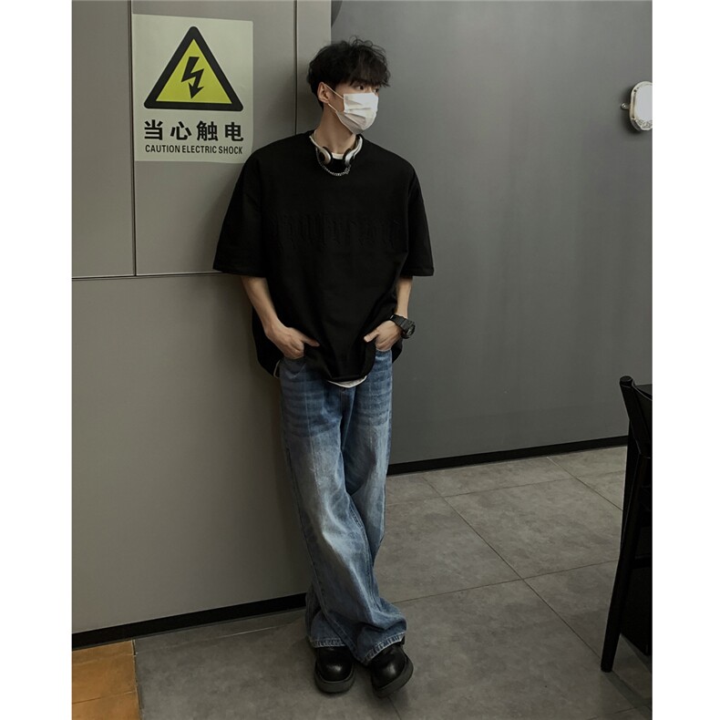 港风钢印字母潮短袖T恤男DT77775P25块特价控48：供抖音视频,男装T恤,星座227-7