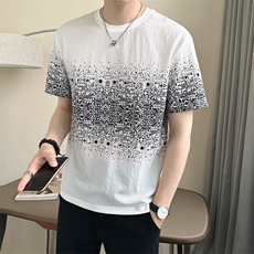 店主风棉麻定制面料品质高级感夏季短袖t恤男C317-77191-P55，男装T恤，电商C317