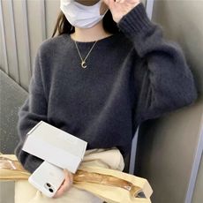 秋冬新款针织套头毛衣女纯色圆领长袖打底羊毛衫，女装羊毛衫，思途羊绒