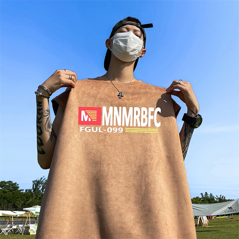 量大优供视频得物直播品230克夏季麂皮绒背心无袖T恤BJ509,男装背心/马甲,电商A486