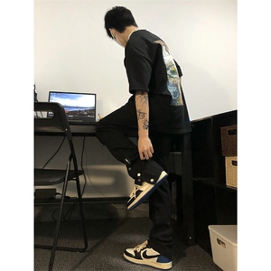 新款美式高街ins小众拉链排扣破洞休闲牛仔裤货号K642P6078图片