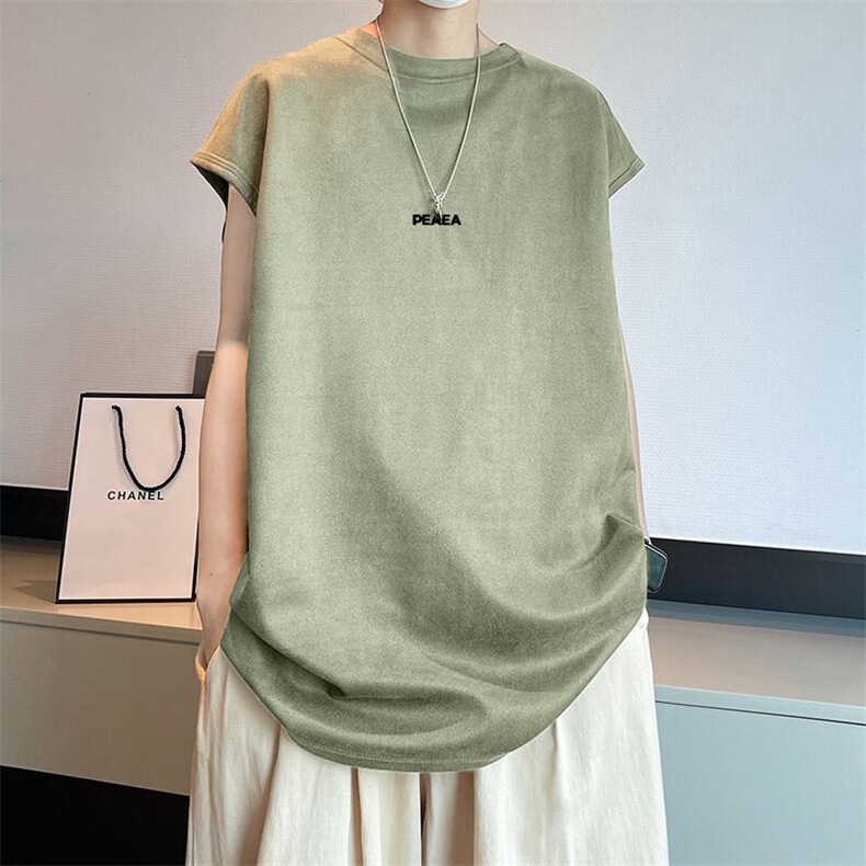 可设48小时发货支持抖音得物来样二开240克重磅美式麂皮绒背心t恤，男装背心/马甲，电商A486-1