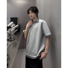 现货！25夏polo衫翻领miu风小格子翻领拼接垫肩短袖dx237-p58，男装Polo衫，电商B288