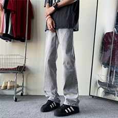美式高街水泥灰弹力直筒牛仔裤N01-P43，男装牛仔裤，星座308B-2