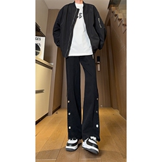 现货美式高街宽松直筒休闲排扣开衩牛仔裤男K5819-P55控78，男装牛仔裤，星座205
