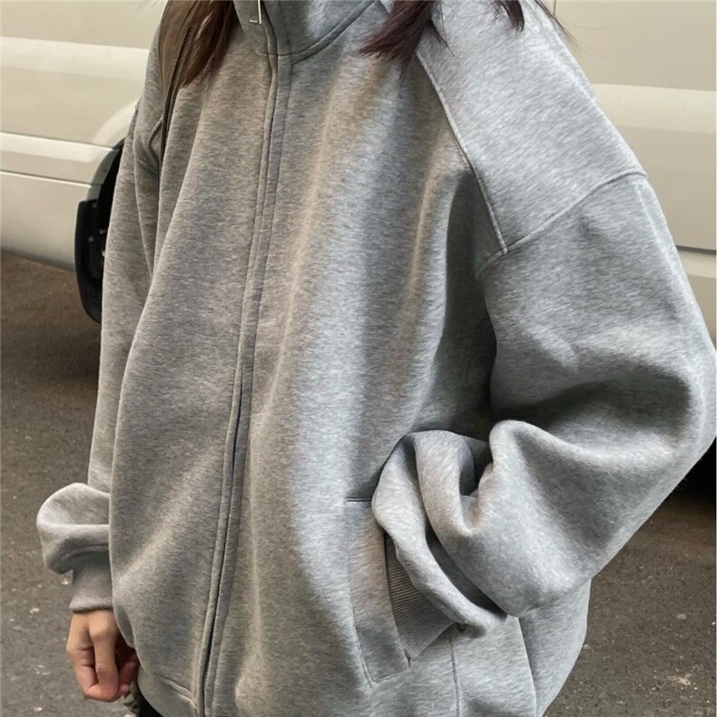FZ51-P62美式慵懒风开衫卫衣男秋季设计感廓形夹克外套重磅潮,男装夹克,电商B323A