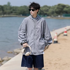 冰丝户外防晒衣男夏季薄款速干防晒冲锋衣连帽登山服外套F07-P38，男装夹克，星座308B-2