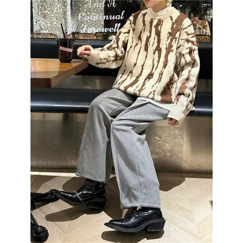 针织男韩版潮流拼色条纹帅百搭2024冬季新款ins毛衣外套MZ281-P55,男装针织衫/毛衣,星座412-3