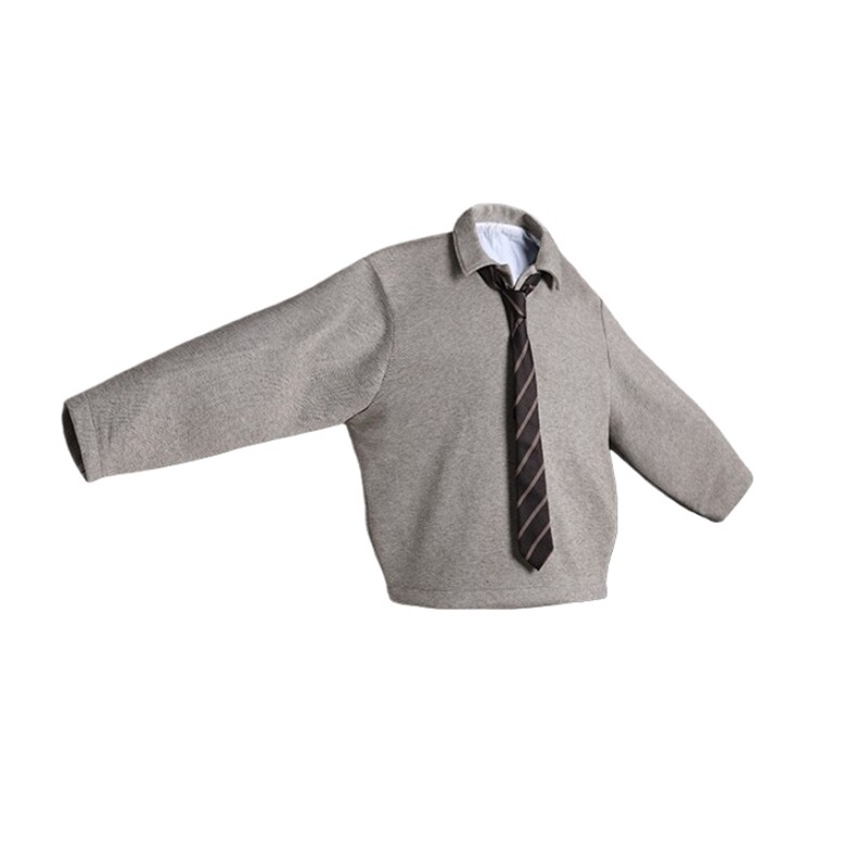 送领带短宽外套美式复古老钱风松弛polo翻领卫衣G1180特P58，女装短外套，电商A339