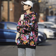W203秋新男女团队服大花连帽卫衣外套潮民族特色花卫衣情侣新中式，男装民族服装，星座115A(原星座507）