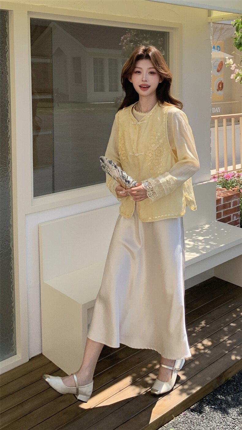 高端亚麻提花刺绣国风马甲女2025春夏新款高级感气质上衣钉珠衬衫,女装马甲,浙宝208A