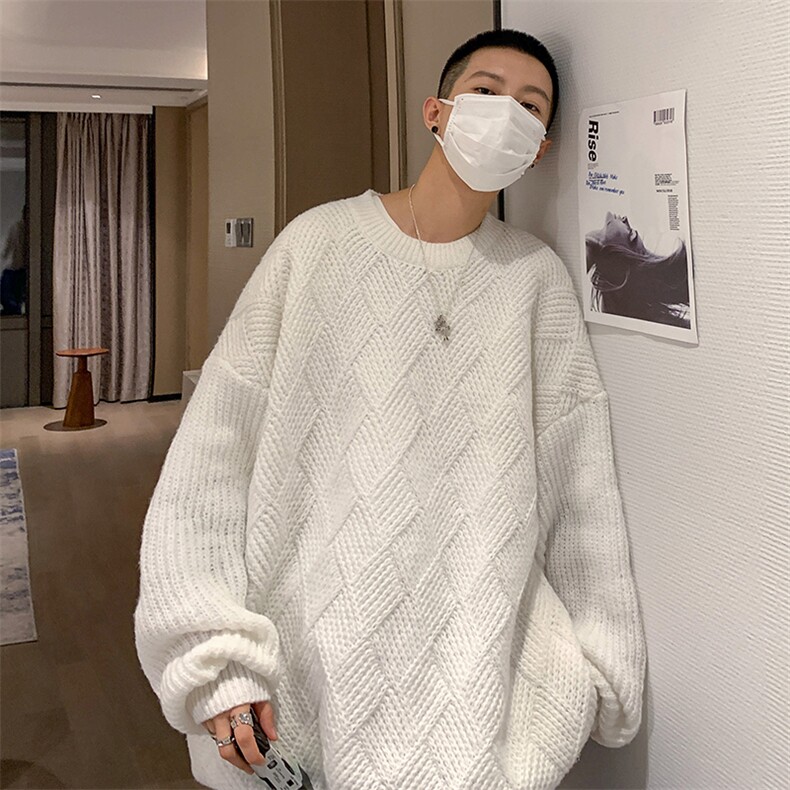 XZ517A-1-35109P68情侣毛衣2025新款宽松大码男港风圆领,男装针织衫/毛衣,星座517A-1
