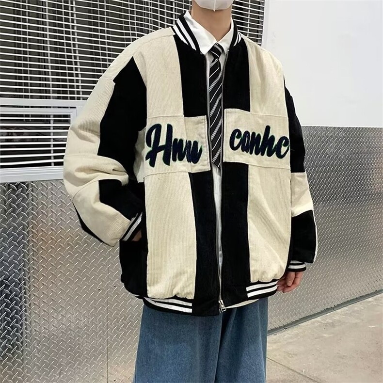 美式复古拼色刺绣灯芯绒棒球服男女夹克情侣外套WT33P67,男装夹克,星座1116-2