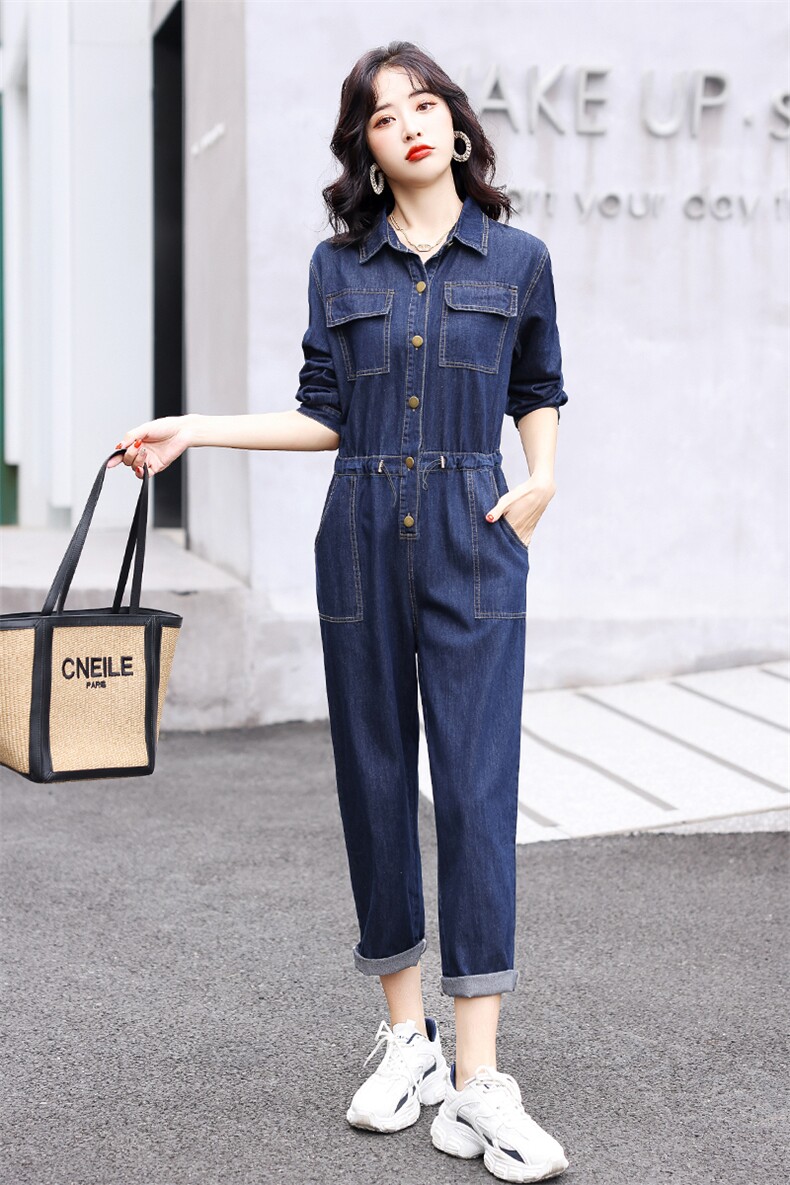 牛仔连体裤女春季2025年新款显瘦时尚连身裤网红工装连衣裤,女装连体裤,E百度