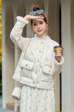 【bao款现货】2024新款冬装新中式刺绣拼接水貂毛羽绒服白鸭绒，女装羽绒服，雅静靓衣