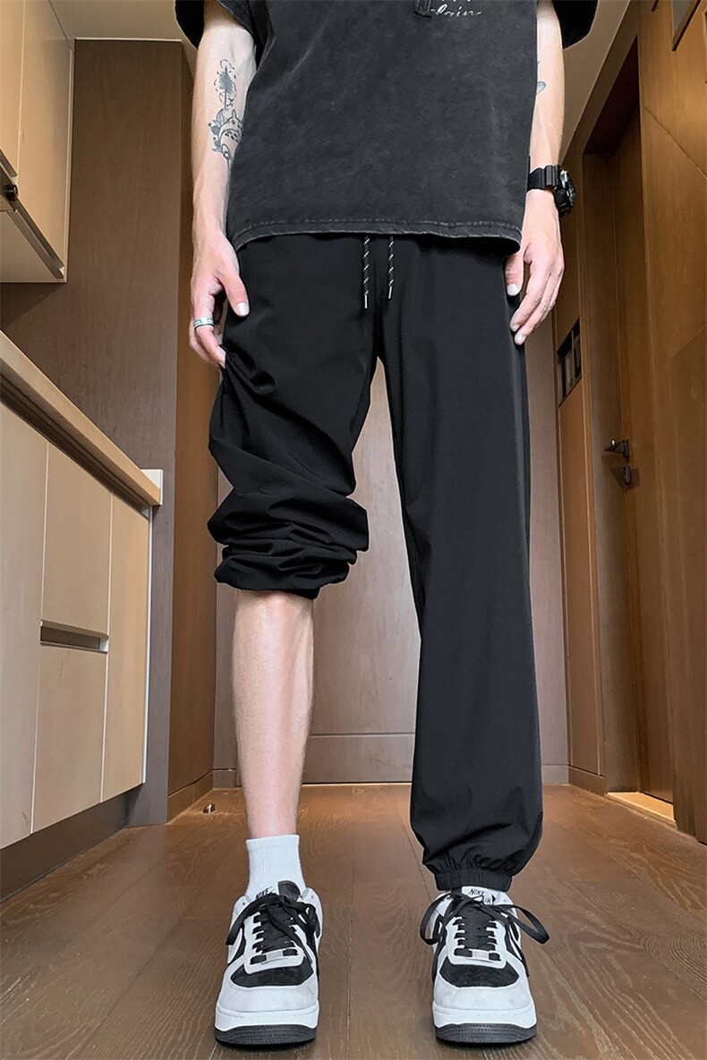 8XL-M特大码冰丝裤薄款夏速干垂感抗皱长裤宽松束脚裤男K978P45,男装休闲裤,电商D206-1