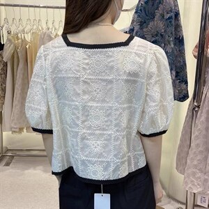 夏季新款小香风珍珠扣提花小衫图片