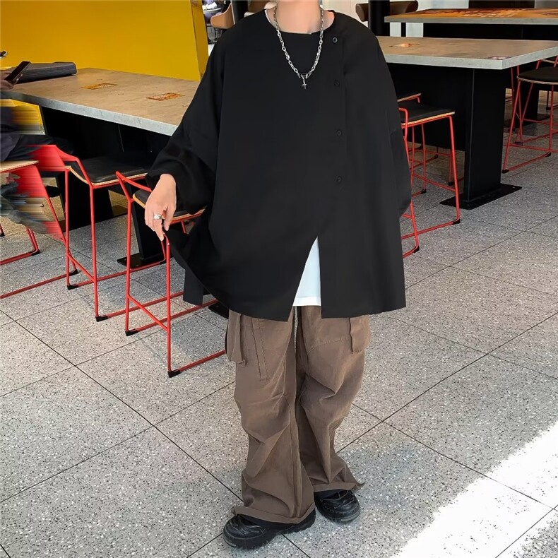 不规则百搭标准夏季男ins纯色潮流衬衫潮青春流行气质五分袖,男装T恤,星座716-4