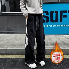 男新款高级宽松垂感直筒休闲加绒阔腿美式卫裤XXK50-P39，男装休闲裤，星座208-5