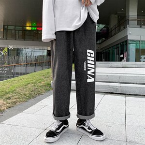NK44001-P38 直筒牛仔裤男士大码宽松九分裤男休闲长裤子男图片