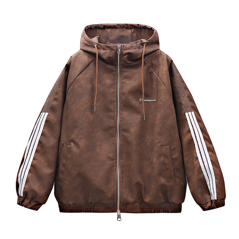 数据款美式夹克连帽百搭美拉德三条杠皮衣夹克皮外套SNJK2026P90，男装夹克，电商A128