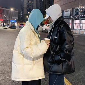 冬季假两件连帽外套情侣PU皮加厚棉衣棉服 A071-Y266-P125 女类图片