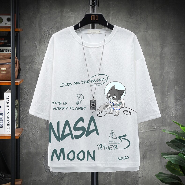 Q11187-P30 NASA联名同款春夏季七分袖t恤男大码五分袖短袖 展架图片