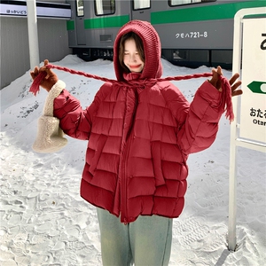 韩版针织帽90绒白鸭绒羽绒服女冬季2025新款短款减龄巨好看图片