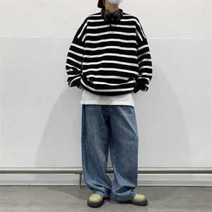 毛衣男港味2023秋季复古日系鹿毛绒针织衫GM014P47图片