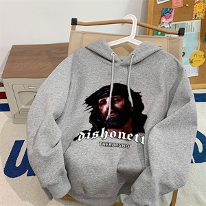 耶稣头像印花LOGO男女情侣潮牌连帽卫衣图片