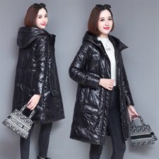 时尚新款连帽中长款修身棉服显瘦保暖女士外套，女装棉衣/棉服，玛其路