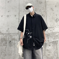 电商DSA028-MDSK307夏季新款港风百搭潮流印花短袖衬衫男，男装T恤，电商A028