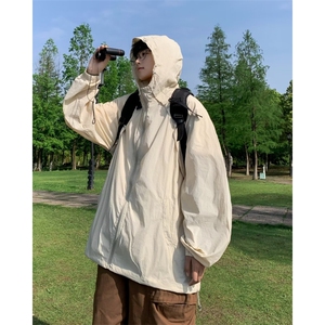 美式机能连帽防晒衣男夏季薄款高街潮牌防晒服痞帅户外冲锋衣外套图片