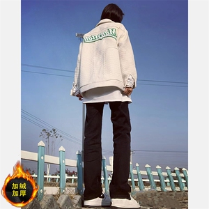 弹力加绒加厚牛仔裤男做旧小直筒裤715-6-BX07P55(控68）图片