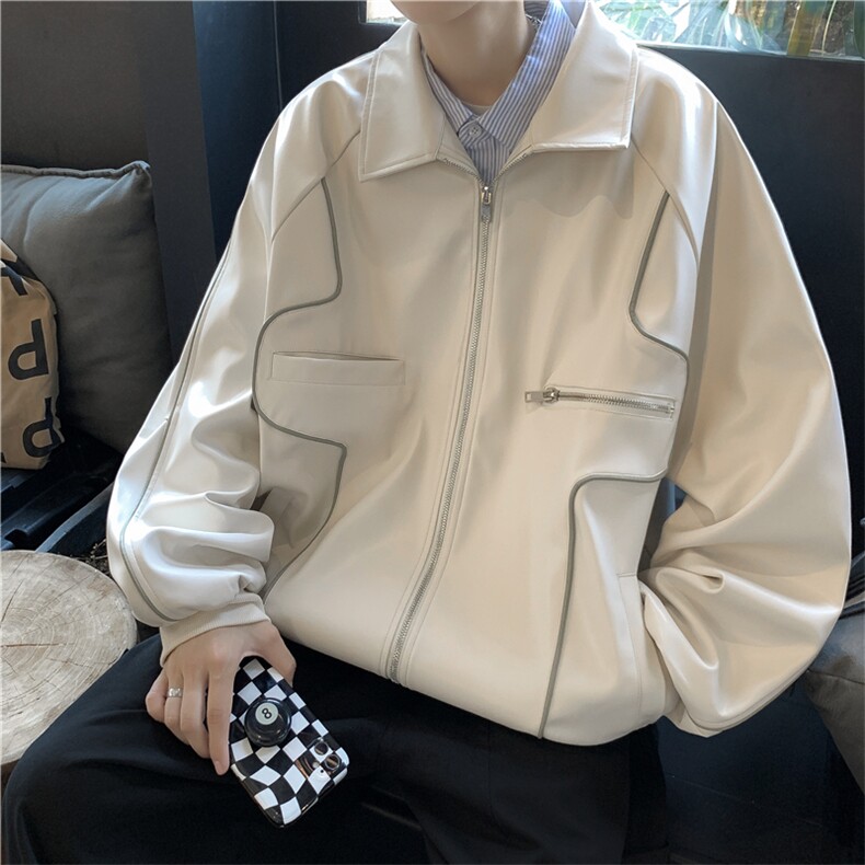 2023新款美式复古黑色机车皮衣夹克男秋冬季外套潮流W6205-P65,男装皮衣,星座512-3